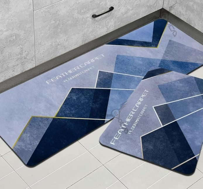 Rubber Floor Mat with Stylish Geometric Runner Design