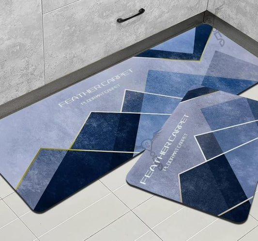 Rubber Floor Mat with Stylish Geometric Runner Design