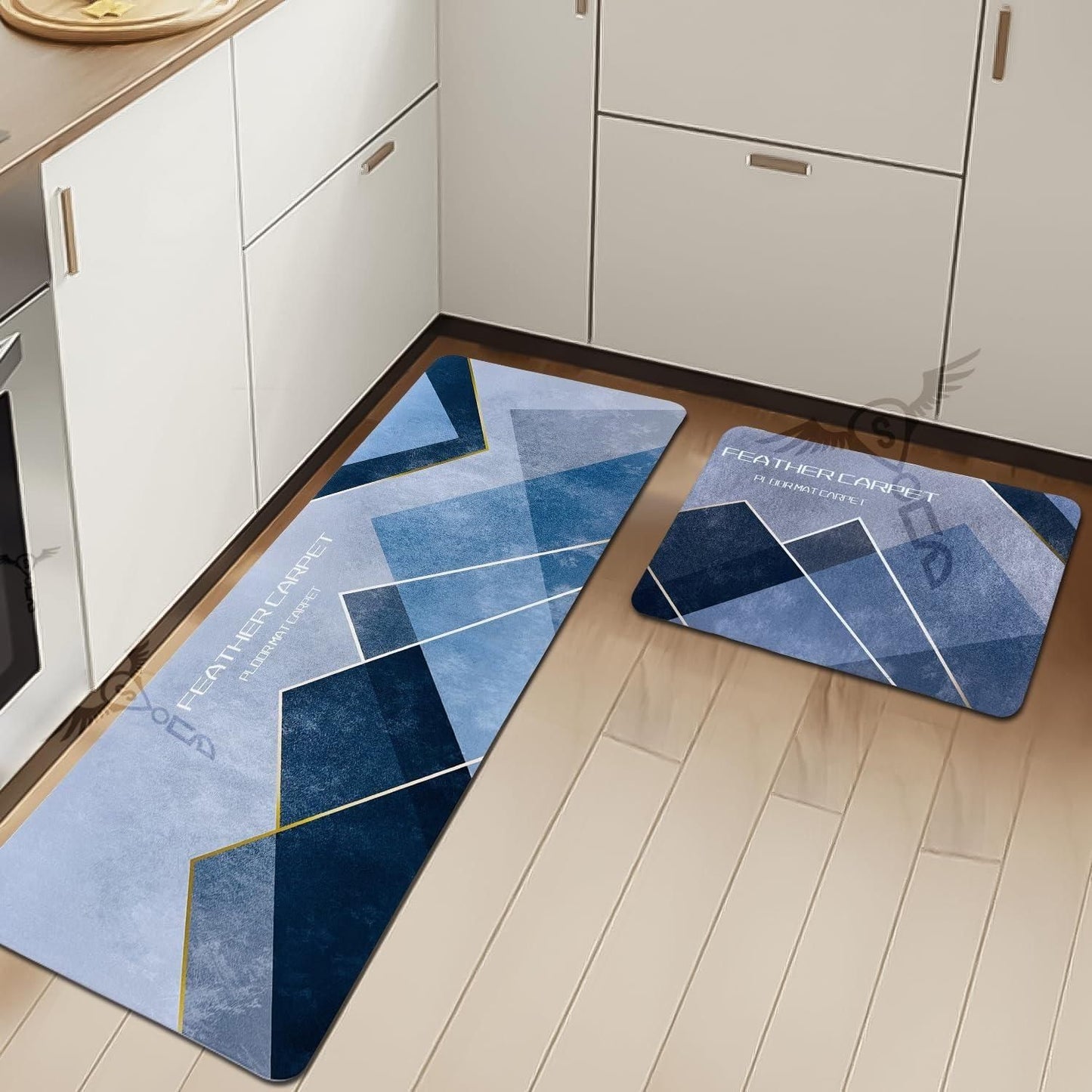 Rubber Floor Mat with Stylish Geometric Runner Design